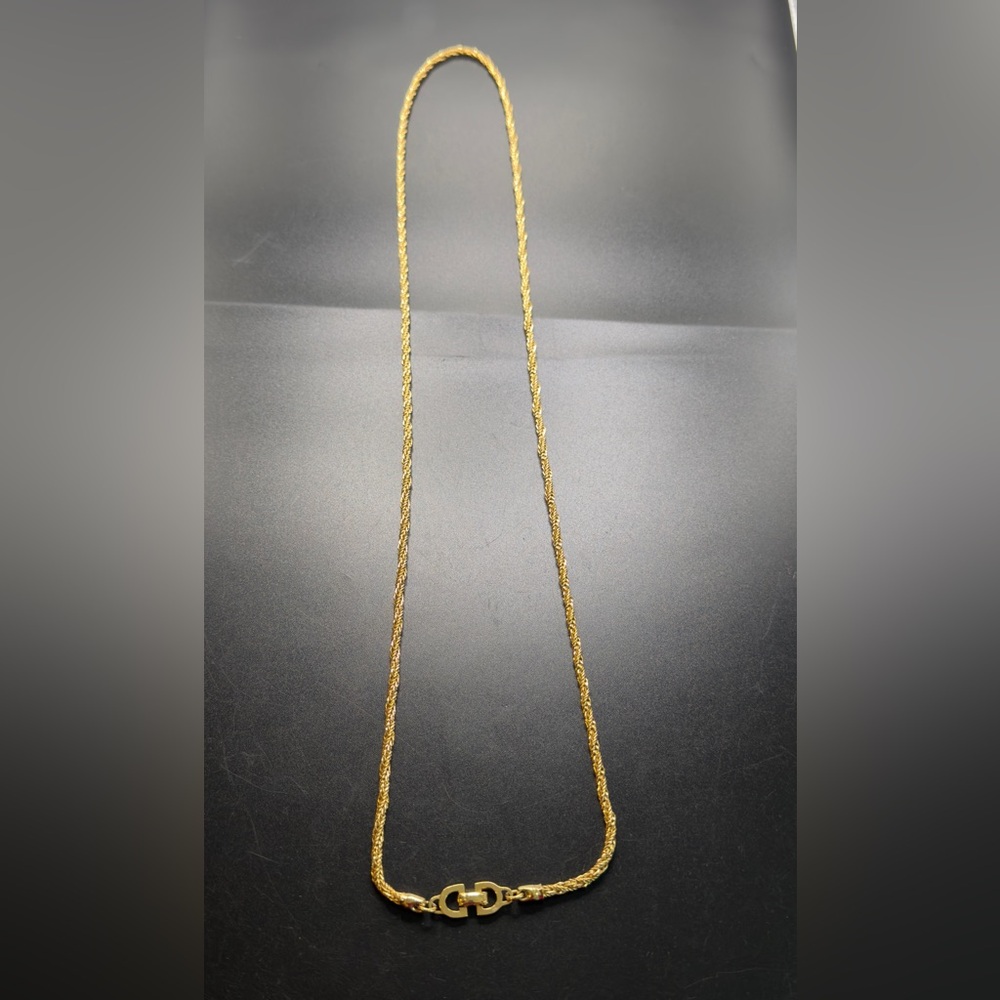 Vintage  Christian Dior gold-plated rope twist  necklace signature "CD" clasp - Picture 6 of 8